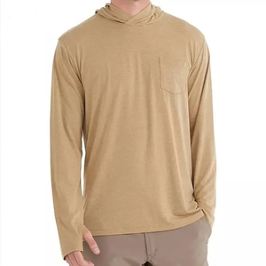 Camisa de Pesca con Capucha Unisex Color Caqui, Manga Larga, Protección Solar UPF 50, Secado Rápido, Color Sólido, 100% Poliéster, Ropa para Exteriores - Product Image 1