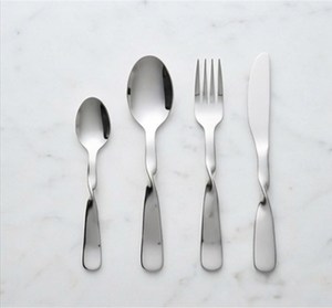 Ensemble de couverts minimalistes en acier inoxydable, finition miroir haute brillance, résistant à la rouille, pour table à manger et vaisselle de mariage - Product Image 1