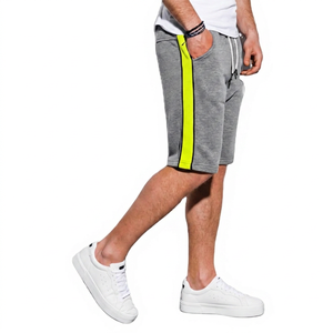 Shorts Bermuda Gris Tricotés pour Homme avec Bande Latérale et Cordon de Serrage, Coupe Décontractée, 100% Coton Respirant, Taille Mi-Haute, Shorts de Sport - Product Image 6