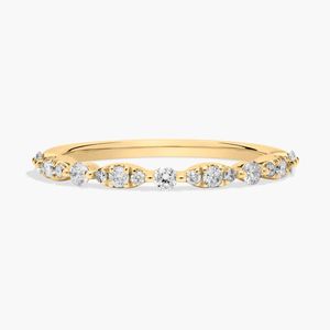 แหวนแต่งงานทองคำขาว 14K ประดับเพชรทรงกลมเพาะเลี้ยงแบบคลัสเตอร์ - Product Image 1
