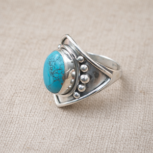 Natural <b>Turquoise</b> <b>Ring</b> 925 Silver Handmade Statement <b>Ring</b> Boho Vintage Oval Gemstone <b>Ring</b> Rose Gold Yellow Gold Plated Jewellery - Product Image 4