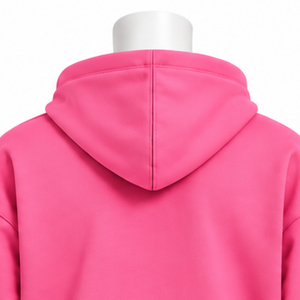<b>Mens</b> <b>Pink</b> Embroidered Border <b>Hoodie</b> Oversized Pullover Fleece Sweatshirt Kangaroo Pocket Decorative Cuff Casual Streetwear Top - Product Image 4