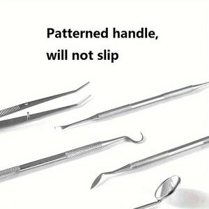 Kit de miroir buccal pour le nettoyage dentaire, outils d'hygiène buccale ergonomiques en acier inoxydable, nettoyeurs interdentaires, cure-dents par Dentavex - Product Image 4