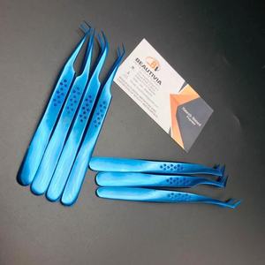 แหนบต่อขนตาพลาสม่าสีน้ำเงินแบบมืออาชีพพิมพ์ลายดาวสเตนเลสแบบยั่งยืนสำหรับความงามฉลากส่วนตัว - Product Image 5