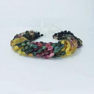 Cuentas de Turmalina Natural de Calidad AAA, Talladas a Mano, Forma Oval Lisa, para la Elaboración de Joyas - Product Image 1