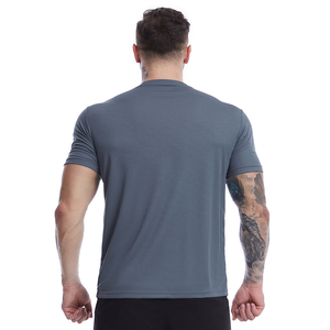 Camiseta Deportiva de Algodón para Hombre, Cuello Redondo, Manga Corta, Color Sólido, Corte Regular, Diseño Liso, Tejido Transpirable - Product Image 2
