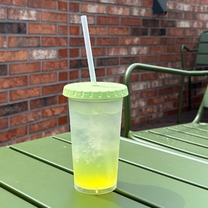 Stylish Rooftop <b>Reusable</b> Cold <b>Cup</b> 530ml 18oz With Flat Lid Design Durable PP Tumbler And Straw For Iced <b>Coffee</b> - Product Image 4