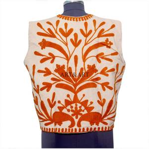 Handmade Eco-Friendly Cotton Vest <b>Jacket</b> <b>Women</b> Stylish Casual Sleeveless Outerwear Stand covered button and o-neck party wear - Product Image 4