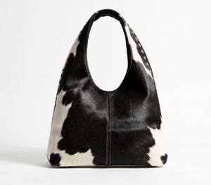 Black & <b>White</b> Studded Genuine Leather Waterproof Insulated Hobo <b>Bag</b> with Zipper Closure Polyester Lining for Travel & Daily Use - Product Image 1