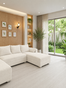 Sofá Seccional Moderno en Forma de L, Color Marfil, con Patas Metálicas y Respaldo Acolchado, para Sala de Estar, Villa, Sofá de Gran Tamaño, Fabricante de Sofás - Product Image 3