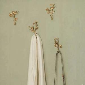 Nordic Gold Flower Metal <b>Wall</b> <b>Hook</b> Decorative Brass Camellia Blossom Single Coat Hanger Luxury Towel <b>Key</b> Holder Bracket - Product Image 2
