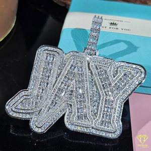 Collar con colgante de lujo con la letra 'JAY' completamente cubierto de diamantes de moissanita, joyería hip hop para hombres y mujeres. - Product Image 2