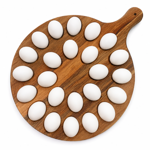 Bandeja Porta Huevos de Madera Artesanal, Tabla Rústica para Almacenamiento de Huevos Estilo Granja, Plato para Servir Huevos Rellenos de Madera de Acacia, Decoración de Pascua para Cocina - Product Image 1