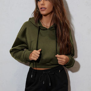 เสื้อฮู้ดครอปท็อปผ้าฝ้ายแท้ 100% ซักกรด ทรงโอเวอร์ไซส์ คุณภาพสูง สำหรับผู้หญิง  รับสกรีนโลโก้ ระบายอากาศได้ดี เนื้อผ้าหนา - Product Image 1