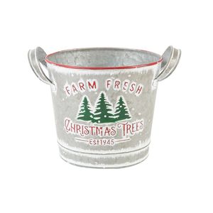 Merry & Bright Galvanized Metal <b>Planter</b> Pot Round Small Rust Resistant Flower Pot <b>Trays</b> Retro Style - Product Image 3