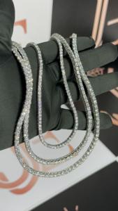 Chaîne tennis en argent 925 de luxe avec diamants taille brillant pour fiançailles, mariage, anniversaire, fête - Cadeau unisexe plaqué argent GRA - Product Image 4