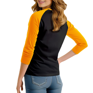 T-shirts Raglan à Ourlet Droit pour Femmes, Tailles Standard et Grandes Tailles, Manches Contrastantes, Personnalisables, Confortables pour le Quotidien – Vente en Gros - Product Image 5