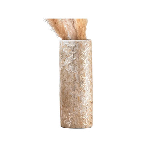 Handmade Minimalist Mother of Pearl Inlay Tabletop Vase Luxury Home Decor for Living Room - Product Image 1