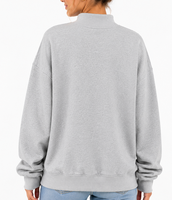 Pull personnalisé pour femme, col montant, motif gingham et pois, broderie, en molleton de coton, coupe oversize, confortable, style streetwear scolaire