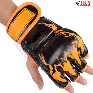 Bon Fournisseur Nouvelle Arrivée Gants d'Entraînement MMA à Imprimé Flamme Noir et Orange Équipements de Grappling et de Sparring pour Arts Martiaux - Product Image 3