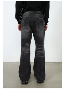 Hot Sale Men's Casual <b>Straight</b>-leg Denim Trousers Light Wash Mid Waist Breathable Woven Stitching - Product Image 4