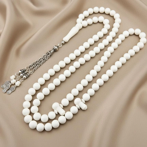 Cuentas de oración islámicas hechas a mano de piedra de meerschaum con 99 cuentas y borla de plata 925, 102021 Tasbih Tasbeeh Tesbih - Product Image 4