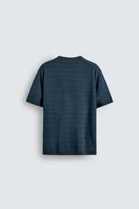 Camiseta de Manga Corta para Hombre, Cuello Redondo, 100% Algodón, Tejido con Rayas Azul Marino y Estampado, OEM ODM, Personalizable, Secado Rápido, Tela de 220g, Venta al Por Mayor - Product Image 2