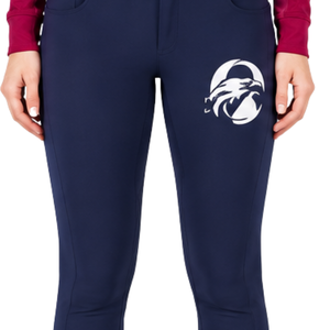 Pantalon d'équitation pour femme bleu marine personnalisé, taille haute, extensible, avec passants de ceinture, pour la compétition et l'entraînement - Product Image 4