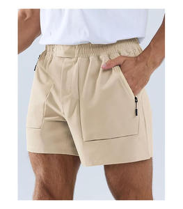 Shorts décontractés amples pour hommes en coton bouclette 5,5 pouces, taille haute élastique, multi-poches, brodés, anti-plis, pour le quotidien et la marche - Product Image 2
