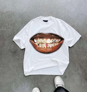 Camisetas Oversize de Algodón Pesado con Estampado Gráfico Vintage para Streetwear, Tallas Grandes, Precio Económico - Product Image 1