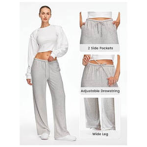 Pantalon de survêtement large pour femme, taille haute, coupe ample, avec cordon de serrage et poches, idéal pour la détente - Product Image 3
