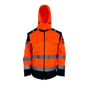 Veste de sécurité réfléchissante haute visibilité orange, classe 2 ANSI, imperméable, respirante, à capuche, pour travaux routiers - Product Image 4