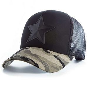 Black <b>Camo</b> Star Mesh Baseball <b>Cap</b> 7 Panel Snapback 3D Embroidery Hip Hop Button Custom Size Four Seasons Sports Outdoor - Product Image 2