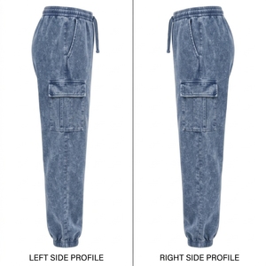 Pantalones de chándal de algodón con efecto desgastado para mujer al por mayor, estilo urbano holgado para invierno - Product Image 5
