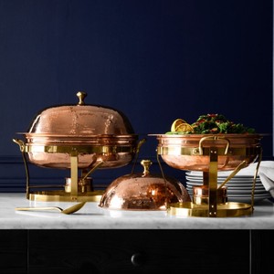 Handcrafted Brass <b>Buffet</b> <b>Server</b> with Lid and Stand, Elegant Chafing Dish for Wedding and Hotel Home Restaurant Service - Product Image 1