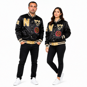 Patchs brodés personnalisés, broderie vintage 3D, veste varsity en satin, haute qualité, 100% polyester, séchage rapide, personnalisable pour homme - Product Image 2