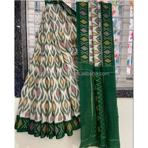 Accessoire ethnique de tenue de fête de saree d'impression numérique de lin jaune et rouge - Product Image 5