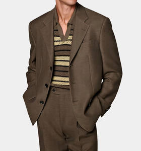 Costumes pour hommes 2 pièces sur mesure Pakistan Vente en gros Mariage Coupe ajustée Classique Marron Blazer Homme Mode Jeunesse Moderne Élégant Costume Marron - Product Image 3