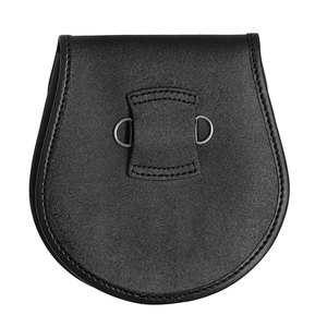 Sporran écossais unique en cuir végétalien noir pour homme, avec 5 pompons en cuir et sangle à chaîne – Fournitures d'usine - Product Image 3