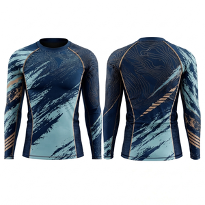 Maillot de compression haute qualité MMA BJJ Rash Guard pour la gym et le combat, manches longues, séchage rapide, respirant, logo personnalisé, OEM, vente en gros - Product Image 4