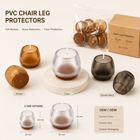 Protections de pieds de meubles en PVC transparent, 20 mm, rondes, pour tables et chaises