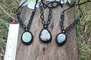 Conjunto de Collares de Macramé de Jade al por Mayor, Colgantes de Jade Natural con Destellos, Cordón Negro, Joyería Clásica de Cristal, Collares Hechos a Mano, Budismo - Product Image 4