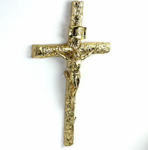 Croix murale religieuse de Jésus en métal plaqué argent, petite, sculptée, avec impression numérique, vente en gros - Product Image 1