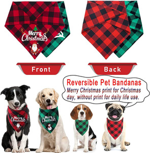 Merry Christmas <b>Pet</b> Bandana Custom Printed Triangular Scarves Adjustable Holiday <b>Accessories</b> Bulk - Product Image 2
