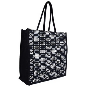 Bolsa de Compras de Lona de Algodón con Patrón Geométrico, Estilo Minimalista, Costuras Reforzadas, Cierre de Cremallera, para Compras, Moda - Product Image 2