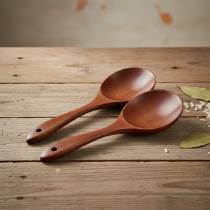 Acacia Wooden Serving Spoon Eco-Friendly Natural Wood Long Handle Bohemian Design Hanoi Kitchen Utensil for Cooking Dining Home - Product Image 1