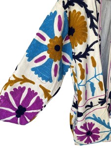Women's Eco-Friendly Breathable 100% Cotton Anti-Wrinkle Quick-Dry Quilted <b>Kantha</b> Sanganeri Jaipuri Digital Printed <b>Jacket</b> - Product Image 3