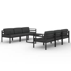 Ensemble de salon de patio en aluminium anthracite de 7 pièces avec coussins confortables pour se prélasser au soleil - Product Image 2