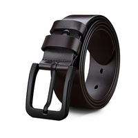 Ceinture formelle élégante avec boucle rectangulaire argentée, ceinture pour homme en cuir marron solide et durable