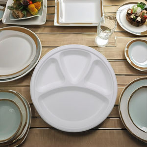 Bagazo de 11 pulgadas, 4 compartimentos, placa redonda ecológica, pulpa de caña de azúcar biodegradable, sin químicos para platos de arroz - Product Image 1